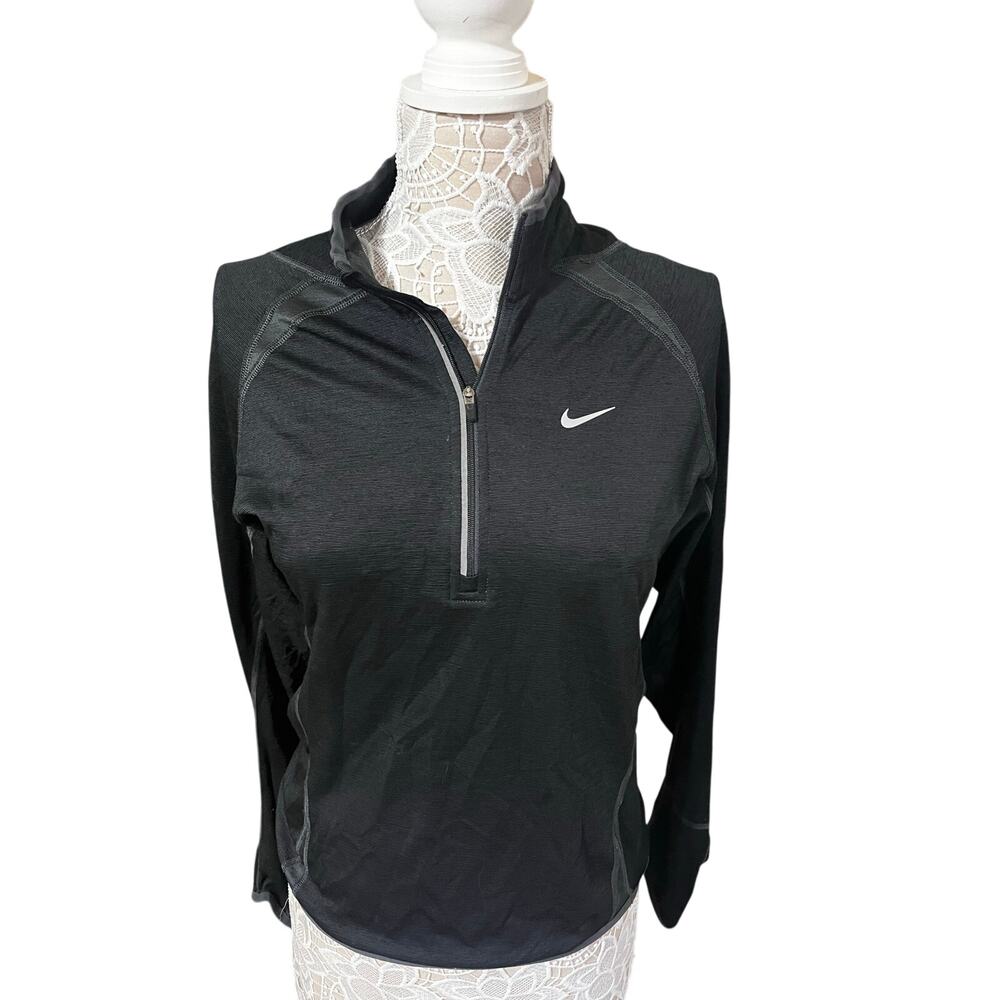 Black Nike Dri-FIT Quarter Zip Pullover Womens Small Athletic Running Training